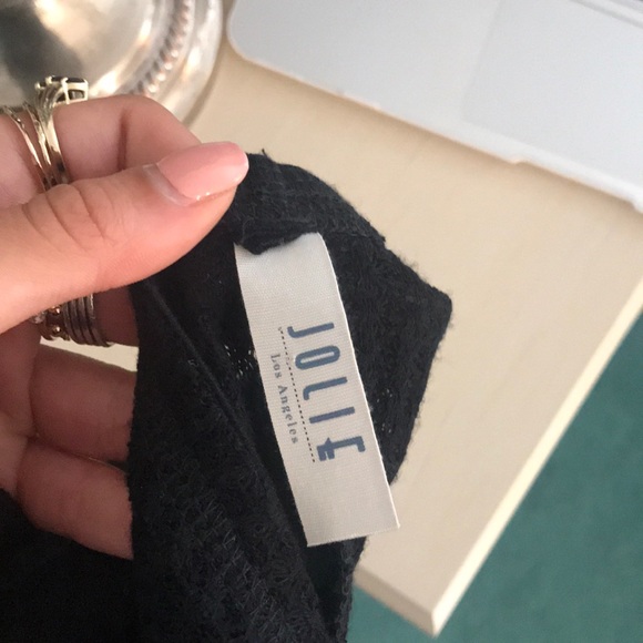 Jolie Black cold shoulder long sleeve waffle top - Picture 5 of 6